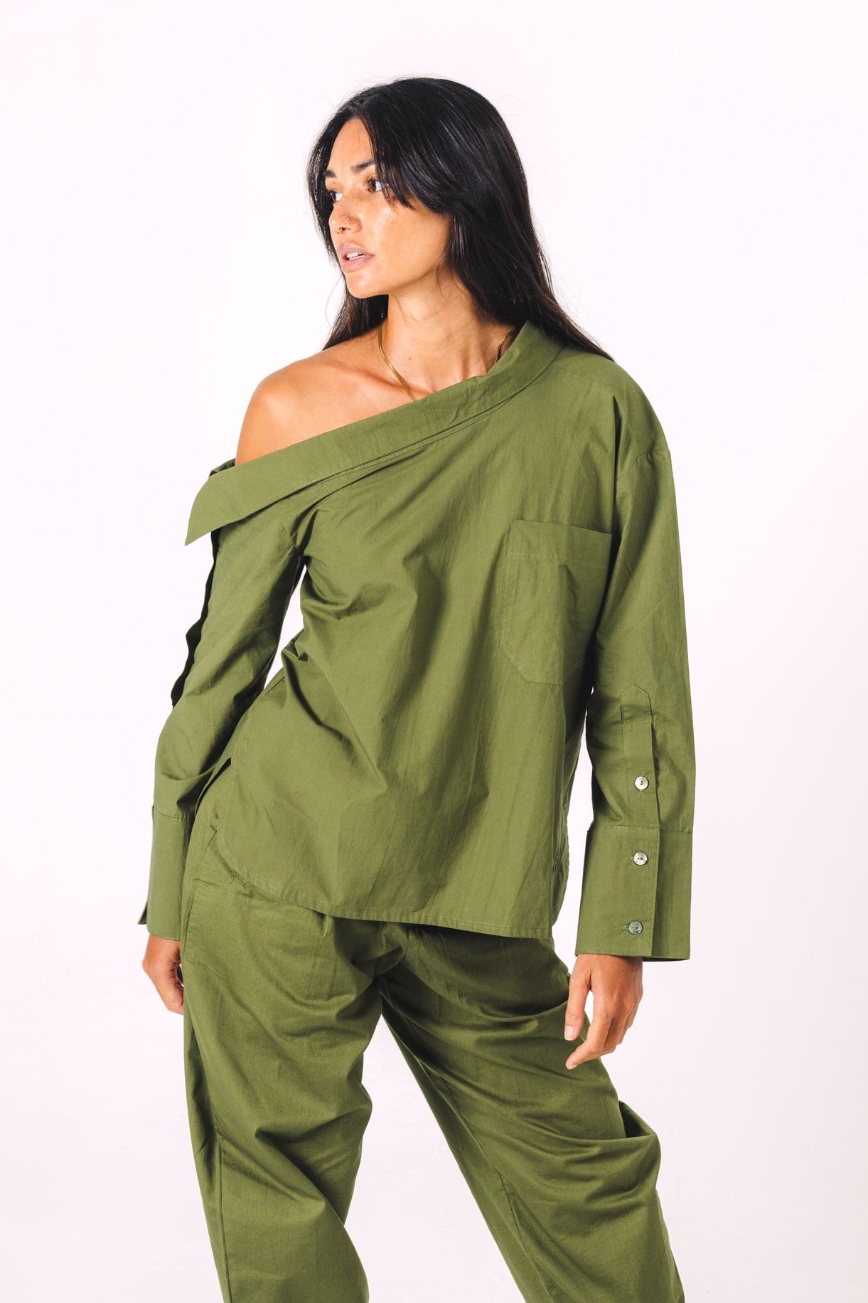 Poplin One-shoulder Top