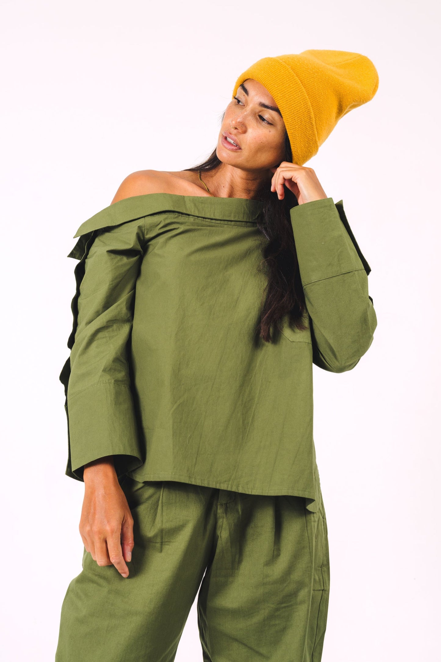 Poplin One-shoulder Top