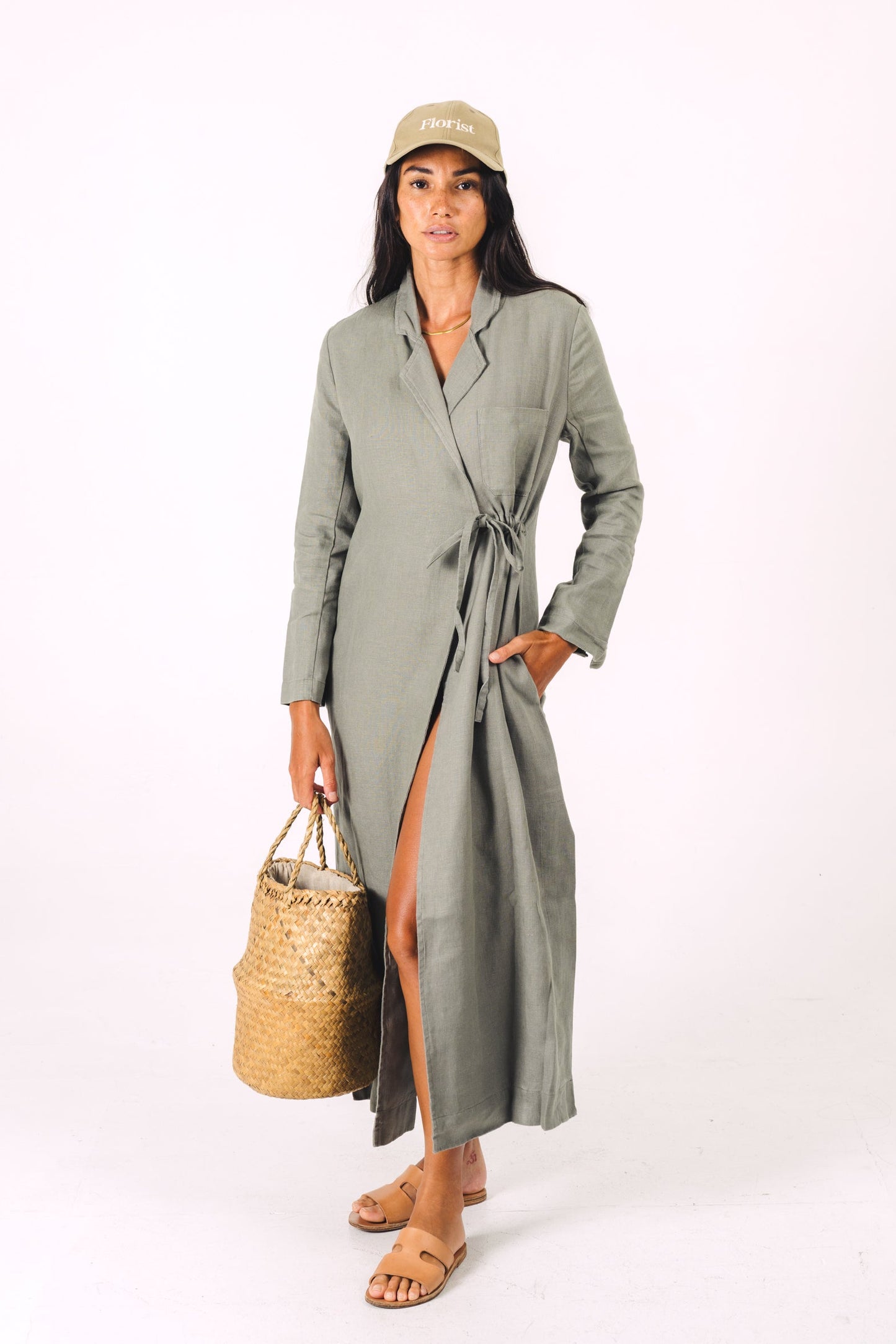 Gives Me Hope Embroidered Linen Coat Dress