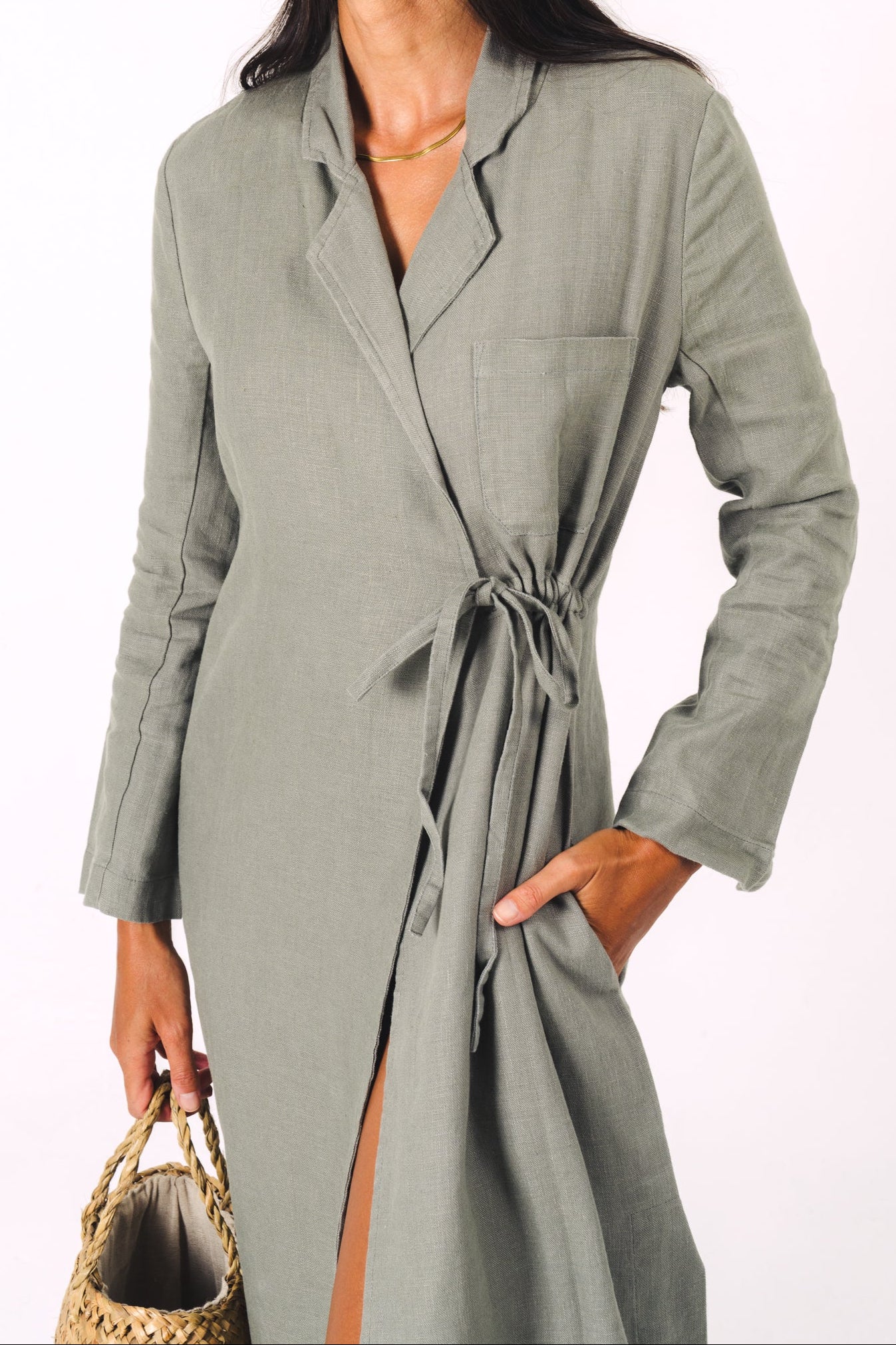 Gives Me Hope Embroidered Linen Coat Dress
