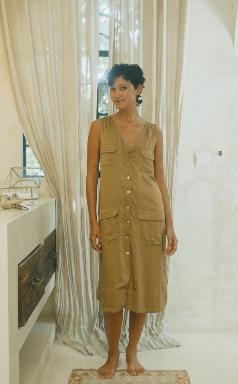 Coolest Chick On The Plane Cargo Silk Dress