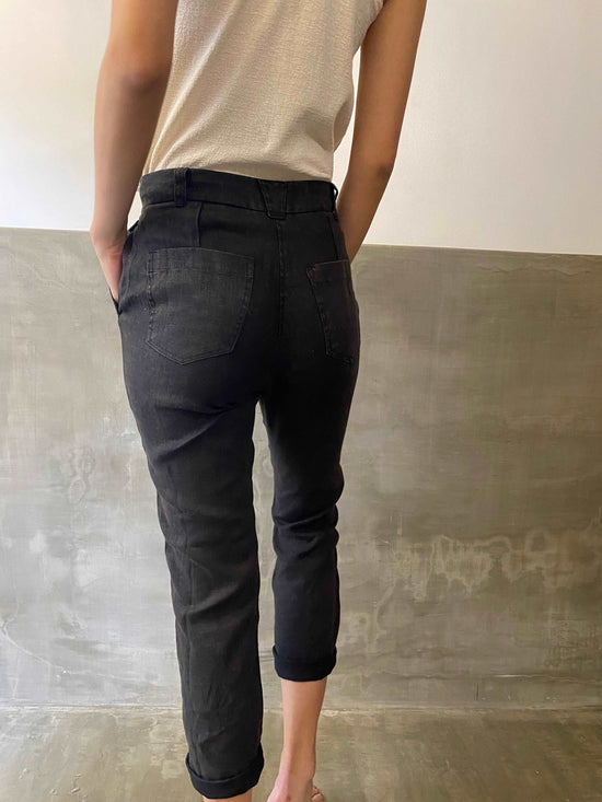 High-waist Linen Jeans