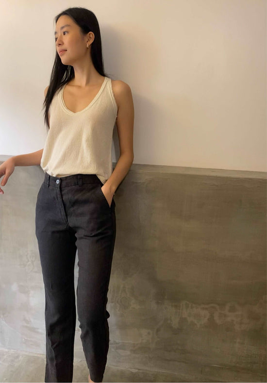 High-waist Linen Jeans